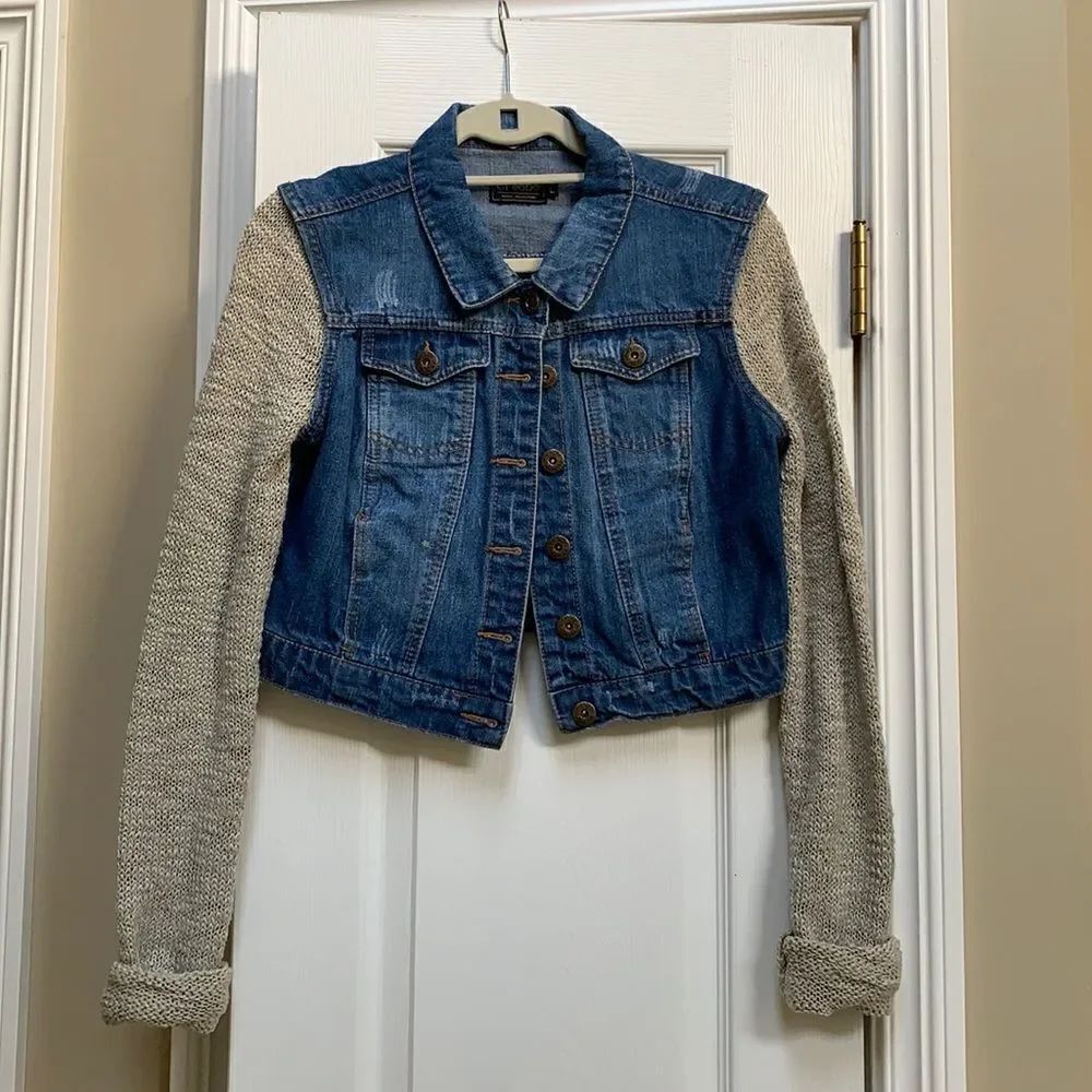Sweater Sleeve Jean Jacket
